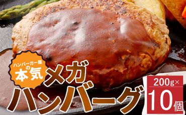 ハンバーガー屋の本気メガハンバーグ2ｋｇ（200ｇ×10個） ＜ 国産 高知県産 牛肉 豚肉 ブランド肉 希少 土佐あかうし 四万十ポーク ＞sd028