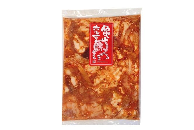 亀山印 気仙沼ホルモン ピリ辛味 500g ×2 [気仙沼市物産振興協会 宮城県 気仙沼市 20565247] 豚 生モツ ホルモン ピリ辛 味付き 焼肉 冷凍