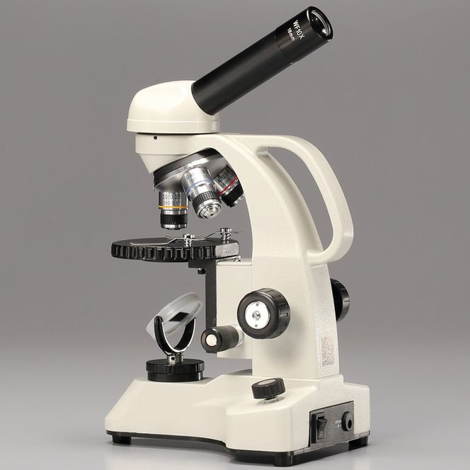 【ふるさと納税】【総合倍率40倍～640倍】メイジテクノ 教育・実習用生物顕微鏡 専用アルミケース付 (スライドガラス・カバーガラス各100枚付)  教育 小学生 中学生 高校生 プレパラート 理科 理科室 FAA-201