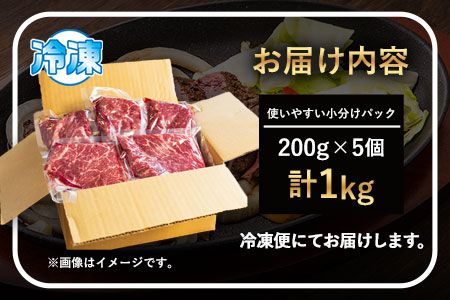 あか牛 赤身ステーキ用 1kg (200g×5) 有限会社幸路《60日以内に出荷予定(土日祝を除く)》 あか牛 あかうし 赤牛 赤身 冷凍 小分けパック---so_fhakakas5_60d_24_34000_1kg---
