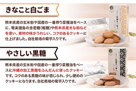 くまもと 玄米クッキー 2種×3箱(1箱に3袋入) 株式会社阿蘇自然の恵み総本舗 《30日以内に出荷予定(土日祝除く)》熊本県 大津町 クッキー 玄米 きなこ ごま 黒糖 スイーツ お菓子 菊芋 FSSC22000取得---so_asmgk_30d_23_11500_3p---