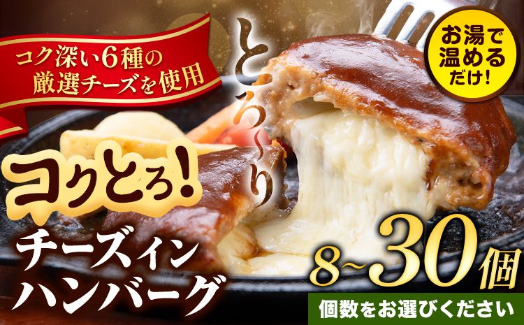 ハンバーグ チーズインハンバーグ 8個 〜 30個 湯せん で 温めるだけ デミグラス [30日以内に出荷予定(土日祝除く)] 簡単 調理 惣菜 冷凍 牛 湯煎 人気 子供 こども 小分け チーズ ふるさと納税 熊本県 玉東町---gkt_ftzhng_30d_r7_8000_8p---