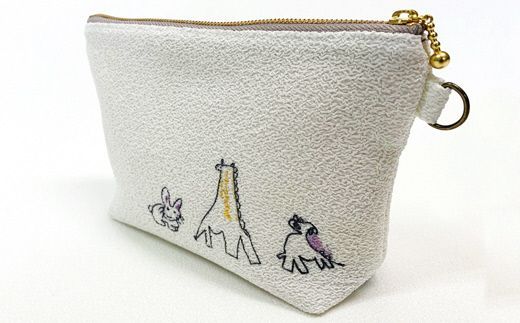 丹後ちりめん　ポスター　レトロ 簡単】子供の絵で作る丹後ちりめんふらっとポーチ サイズ：約26
