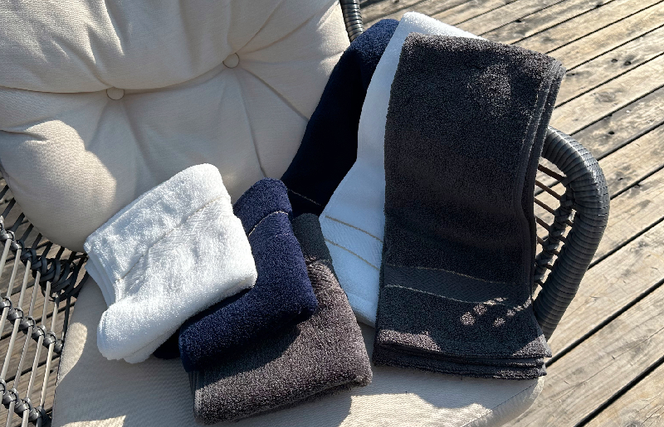 010B1081 【肌心地No.1／クレディアタオル】フェイスタオル２枚ギフトセット（ネイビー＆ホワイト）【泉州タオル 国産 吸水 普段使い シンプル 日用品】