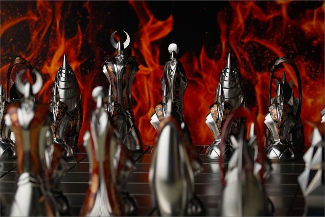 匠チェス（8-Bishop 朱1体）僧侶（前面:雲、側面:菊唐草）HR00035