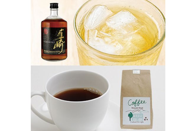 韮崎ウイスキー 700ml×1本 ＆ コーヒー 韮崎ブレンド 豆 200g×1袋 [まあめいく 山梨県 韮崎市 20742045] ウイスキー 酒 ウィスキー 晩酌 珈琲 焙煎 ブレンド モカ