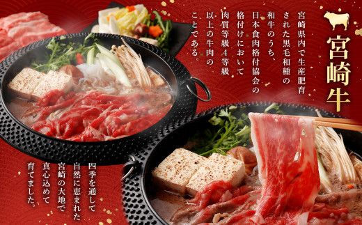 ＜宮崎牛ももバラすき焼き600g(もも150g+バラ150g)×2P＞翌月末迄に順次出荷【c1074_nh_x1】 黒毛和牛 宮崎牛 牛 もも バラ すき焼き 鍋 冷凍