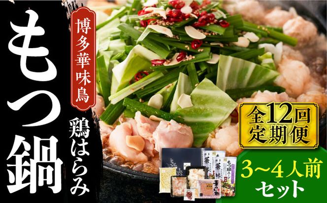【全12回定期便】博多華味鳥 博多もつ鍋 鶏はらみ セット 3~4人前 《築上町》【トリゼンフーズ】博多 福岡 鍋 鶏 もつ もつ鍋[ABCN017]