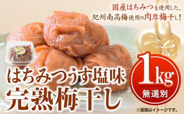 紀州南高梅使用 はちみつうす塩味完熟梅干し 無選別1kg 厳選館 《90日以内に出荷予定(土日祝除く)》 和歌山県 日高川町 紀州南高梅 はちみつうす塩 梅干し---wshg_genmhum_90d_22_13000_1kg---