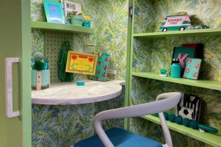 ZB-96 アートピースのような新コンセプトの空間演出家具【コフレカ】ポップアップ ビューロー（イエロー）【トランク型】