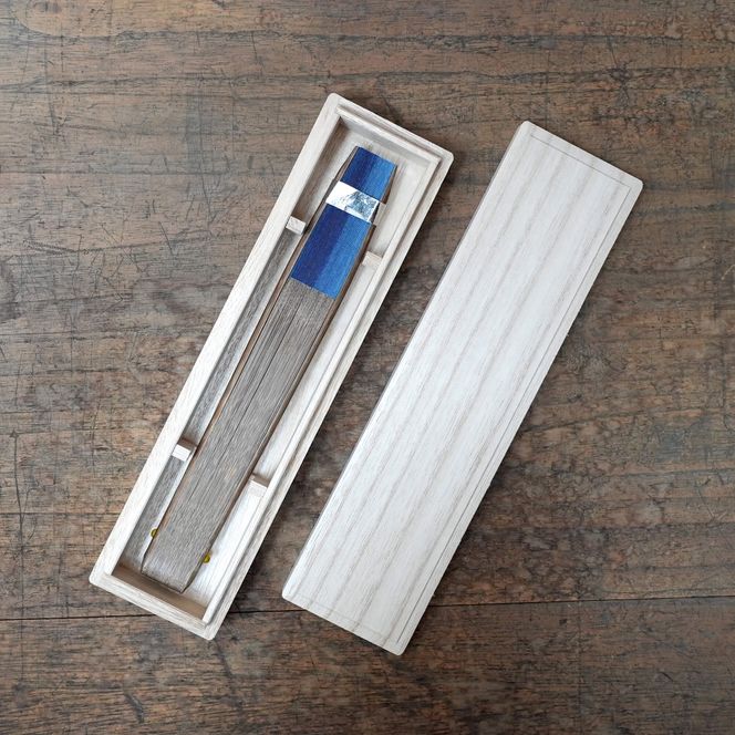 【杉山江見堂】藍染扇子　絞りセンター染分け　6寸5分45間