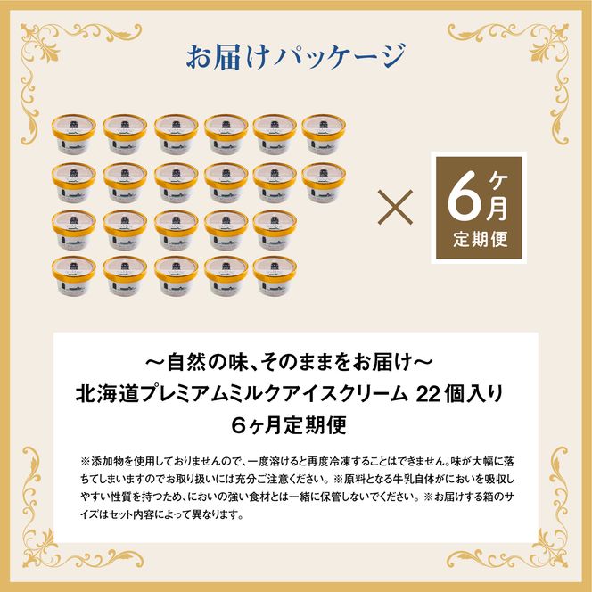 【定期便：全6回】【無添加】 北海道 プレミアムミルクアイスクリーム×22個【1105901】