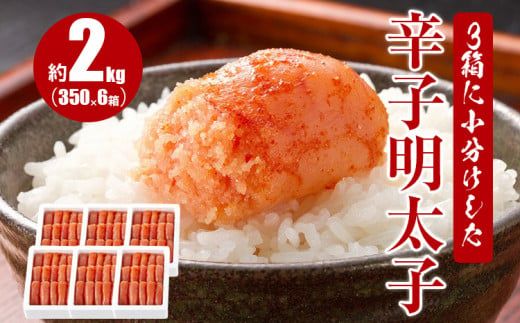 3箱に小分けした辛子明太子 350g×6箱(計2.1kg)