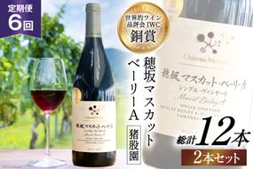 定期便 ワイン セット 赤 穂坂マスカット・ベーリーA シングル・ヴィンヤード 栽培責任者 猪股宣夫 750ml×2本×6回 酒 ワイン 赤ワイン/ シャトー・メルシャン 勝沼ワイナリー / 山梨県 韮崎市 [20743319]