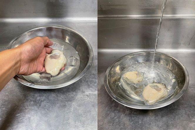 【先行予約】京都・京丹後産　鮮度抜群！濃厚肉厚岩牡蠣（生食用）4個入り（個別包装・冷凍）　AH00001