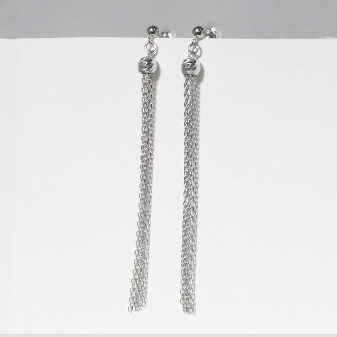 プラチナ　ミラーボールタッセルピアス（小）BQ-116