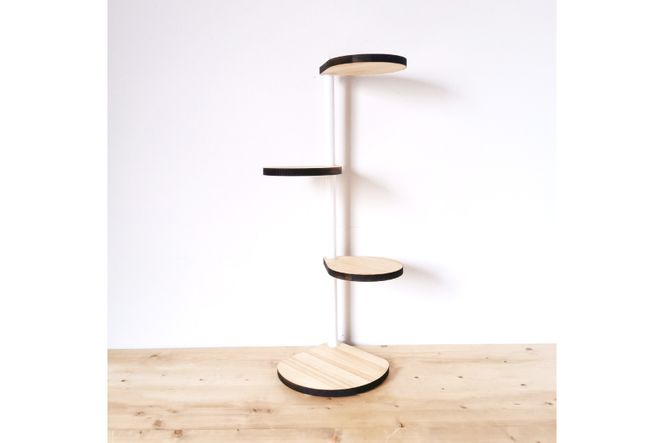 【角にも置ける】しずくのスタンドシェルフ 3段タイプ ホワイト(天然木/完成品) [新星金属製作所 大阪府 守口市 20940891] インテリア 家具 花台 飾り棚 回転型シェルフ 雑貨 スタンド 棚 収納