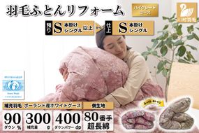ハイグレード 羽毛布団リフォーム シングル 【ポーランド産 ホワイトグース90%】 仕立て直し 80超長綿 【赤 柄おまかせ】 / 川村羽毛 / 山梨県 韮崎市 [20743591] リフォーム 布団打ち直し 布団リフォーム 布団 羽毛 ふとん 羽毛布団 羽毛ぶとん 打ち直し