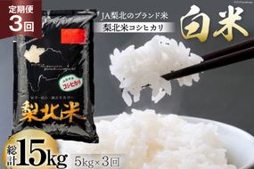 【定期便】【3回 米 定期便 】 梨北米 コシヒカリ 5kg×3回 総計15kg [梨北農業協同組合 山梨県 韮崎市 20742739] こしひかり お米 おこめ こめ コメ 精米 15キロ ご飯 ごはん 白米 国産 JA梨北