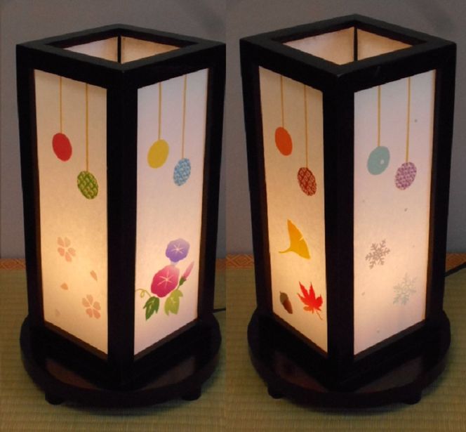 030D096 着物生地で作ったおしゃれな行灯（あんどん） おしゃれな四季