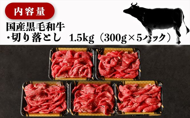 【国産黒毛和牛】切り落とし 1.5kg (300g×5P)_MJ-E906