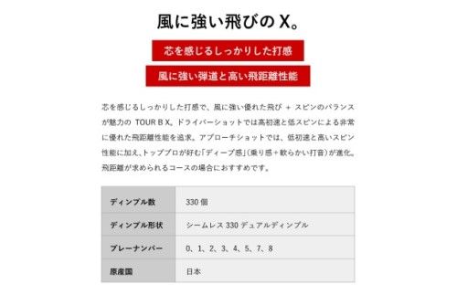 【2024年モデル】ゴルフボール TOUR B X パールホワイト 1ダース ～ブリヂストン ツアービー～