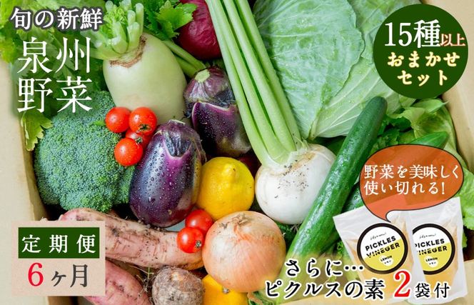 G939 旬の新鮮 野菜セット（15種以上）定期便 全6回 おまかせ ピクルスの素付き ファミリー向け【毎月配送コース】