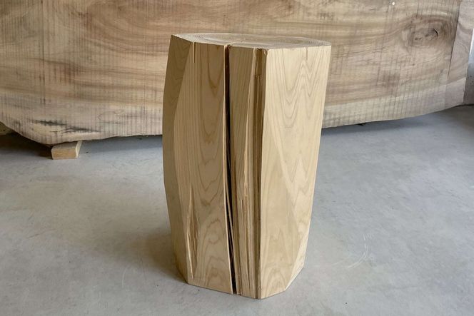 412. 多面体スツール ひのき 無垢 椅子 イス 家具