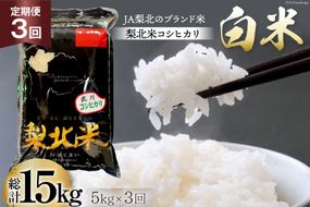 【定期便】【3回 米 定期便 】 武川米 コシヒカリ 5kg×3回 総計15kg [梨北農業協同組合 山梨県 韮崎市 20743671] こしひかり お米 おこめ こめ コメ 精米 15キロ ご飯 ごはん 白米 国産 JA梨北