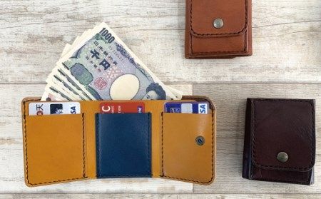 R5-041．手縫いの本革「コンパクトオリジナル三つ折り財布」【カラ－：5色よりお選びください】