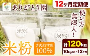 【12ヶ月定期便】米粉 きぬむすめ 10kg ありがとう園《お申込み月の翌月から出荷開始》岡山県 矢掛町 米 コメ 一等米 きぬむすめ 100％ 料理用 定期便---osy_aekktei_23_201500_mo12num_10---