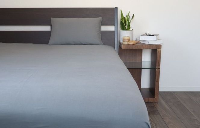 G1964 【tissu de coton/ダブルガーゼ】シングルフラットシーツ＆ピローケースセット（グレー）