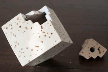 ⑫ホワイト長方形陶器花器