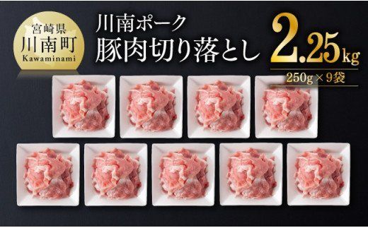 川南ポーク豚肉切り落とし2.25kg(250g×9袋)[ 豚肉 豚 肉 切落し 九州産 国産 宮崎県産 切り落し ] [E5016]