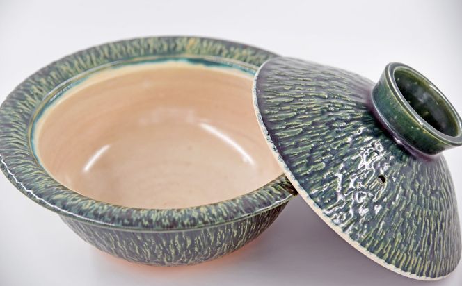 【上野焼香春徹山窯】 選べる土鍋 【オリベ釉：緑】 1個 幅約23cm×高さ約11cm