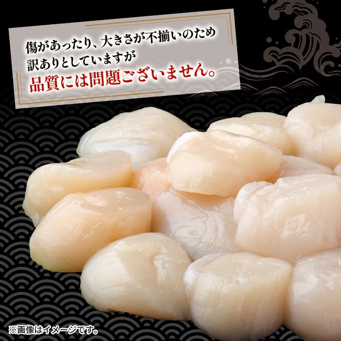 【訳あり】数量限定 ホタテ 貝柱 約1kg 冷凍 不揃い 帆立 ほたて わけあり 刺身 刺し身 バター焼き 魚介類 魚介 海鮮 【202402_東北展】岩手県 [kama003_2]	