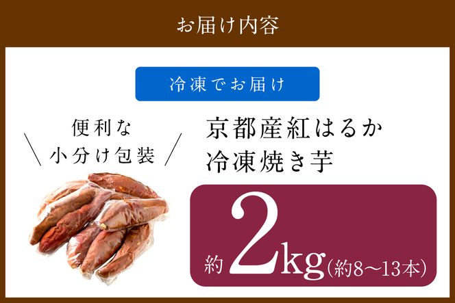 【先行予約】【訳あり】京の味覚「京都産極上紅はるか」の冷凍焼き芋2kg　さつまいも 薩摩芋 焼き芋 ヤキイモ 国産 冷凍 シャーベット 完熟 甘い 高糖度 個包装 小分け 蜜入り 2キロ やきいも 焼きいも べにはるか ベニハルカ 産地直送 先行予約 野菜 生産者応援 農家応援　ST00047