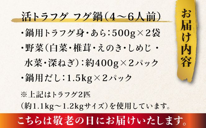 【敬老の日にお届け！】【長崎県産】トラフグ フグ刺し・フグ鍋 Wセット（4～6人前） / ふぐ 刺身 鍋 南島原市 / ながいけ[SCH076]