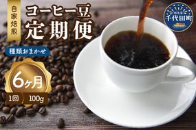 【6ヵ月定期便】自家焙煎コーヒー豆 100g×6ヵ月 種類おまかせ スペシャルティコーヒー こだわり 目利き 焙煎 自家焙煎 ティータイム 人気 群馬県 千代田町