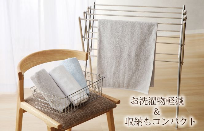 G2444 【スピード発送】ホテルスタイル ミニバスタオル ６枚 ライトグレー ブルー ホワイト 40×100cm 【泉州タオル 国産 吸水 普段使い シンプル 日用品】