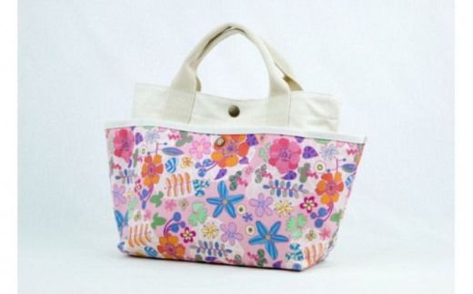 「琉球帆布」お散歩バッグ (sawanico) - 帆布 布 トート トートバッグ 人気 アーティスト イラストレーター sawanico 徳元佐和子 おしゃれ レディース ファッション お出かけ かばん 鞄 手仕事 手づくり ハンドメイド 琉球帆布 伝統技術 沖縄県 八重瀬町[価格改定]