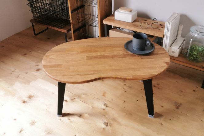 天然木 そら豆 折りたたみ ローテーブル Sサイズ｜新星金属製作所 大阪府 守口市 集成材 ナチュラル テーブル 折りたたみ ローテーブル リビング 子供 子供部屋 おしゃれ 家族 [2484]