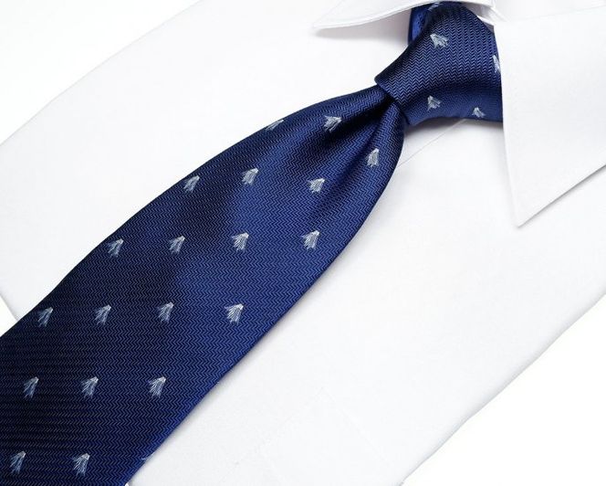 富士桜工房シルクネクタイ富士山小紋(小)紺に灰色 FAA1039