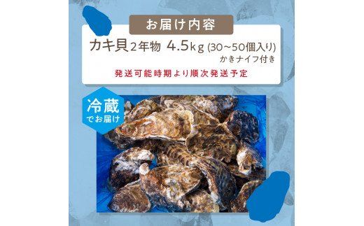 【予約：2024年10月下旬から順次発送】サロマ湖自慢の殻付きカキ貝 2年物 4.5kg詰め ( 牡蠣 かき 濃厚 魚介類 貝類 カキ ふるさと納税 牡蠣 北見市 BBQ )【114-0013-2024】