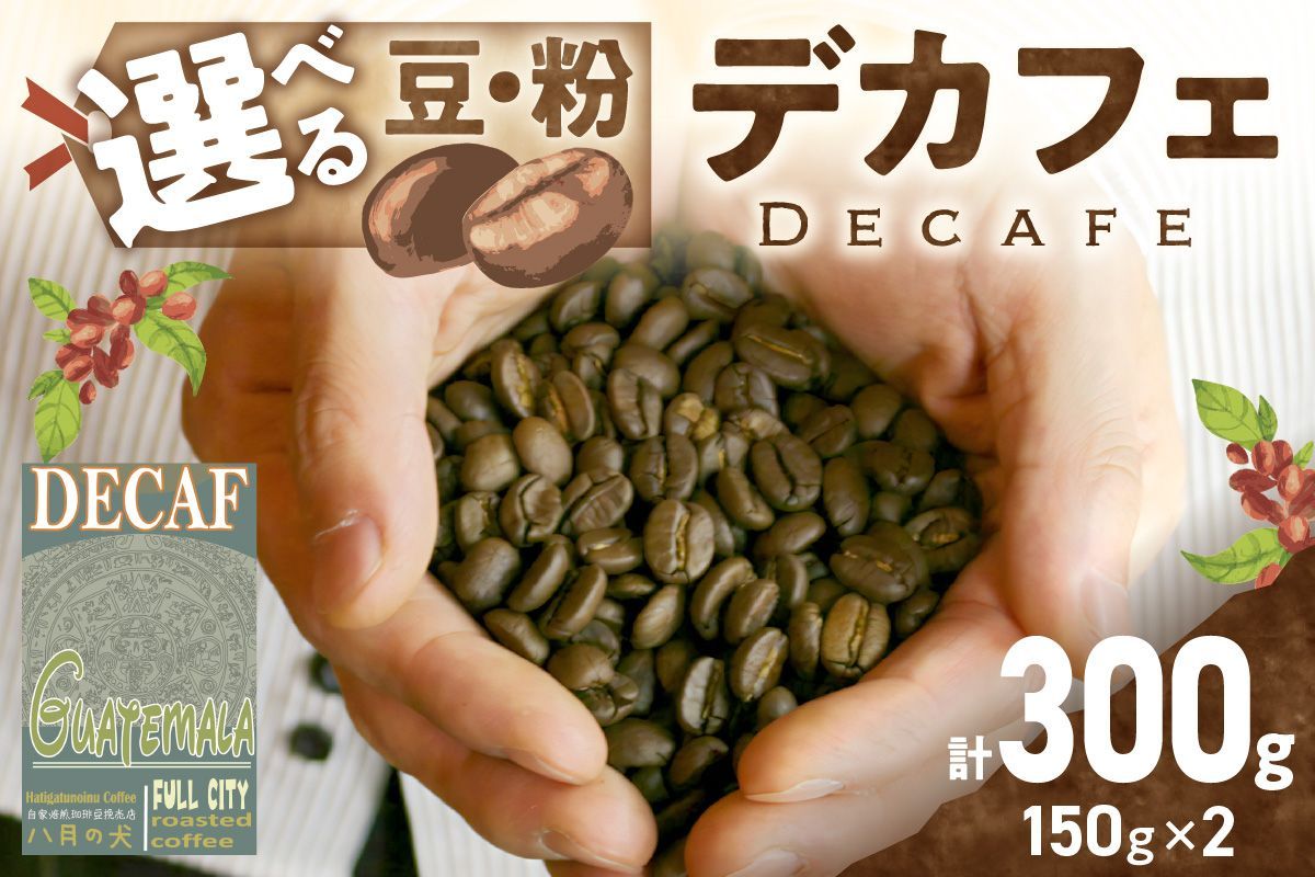 [デカフェ]自家焙煎 グアテマラ カフェインレスコーヒー豆(150g×2)八月の犬 HA00017 珈琲豆 ドリップ マタニティー 飲料 珈琲 こーひー コーヒー coffee
