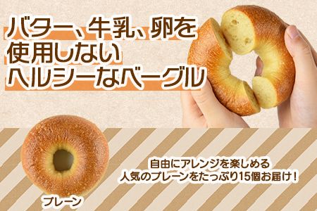 ＜宮崎県 ベーグル（プレーン）15個＞翌月末迄に順次出荷【b0438_kp】