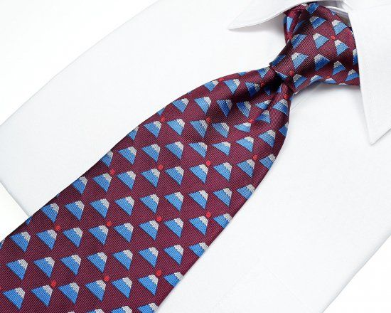 富士桜工房シルクネクタイ ダイヤモンド富士(えんじ) FAA1030