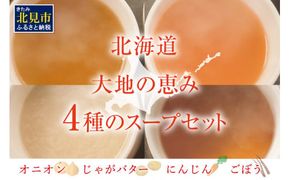 《7営業日以内に発送》北海道大地の恵み 野菜スープ 4種セット ( スープ たまねぎ オニオン じゃがいも じゃがバタ ごぼう にんじん 野菜 小分け )【125-0007】