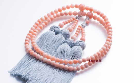 【宝石サンゴ】ピンク珊瑚本連数珠　kn026