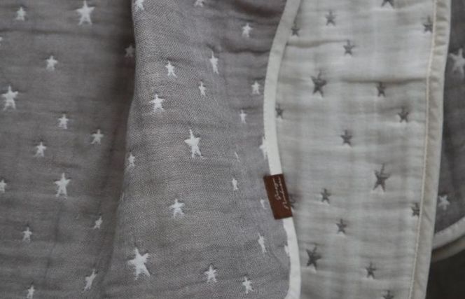 G1895 泉州南部織 6重ガーゼマルチケット（星柄/GR）